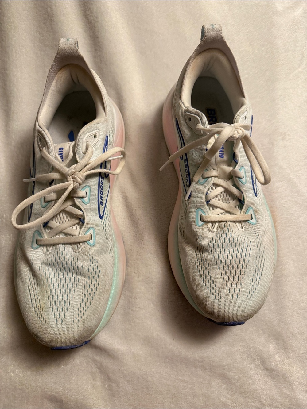 Brooks Glycerin 22 Women's Running -White Limpet Shell(Pastel Pink and Mint)